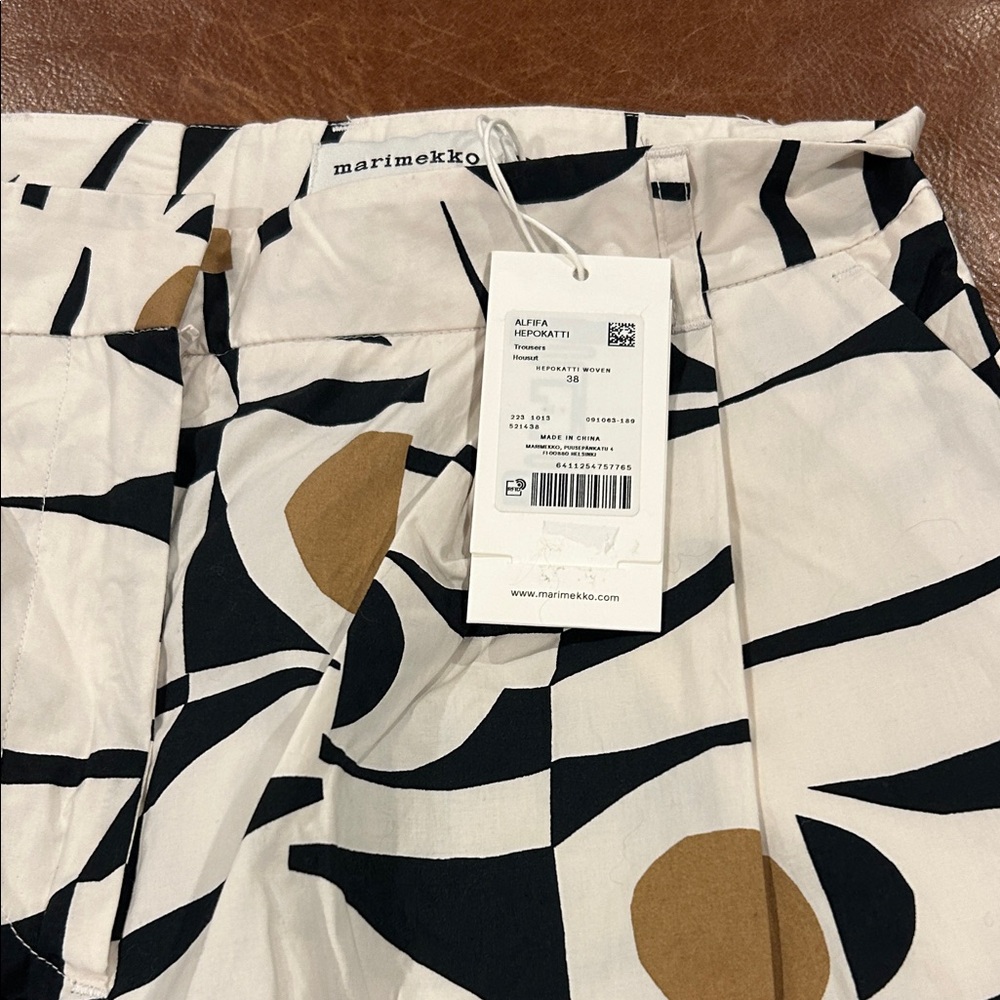 Marimekko Black, White & Mustard Abstract Print Trousers